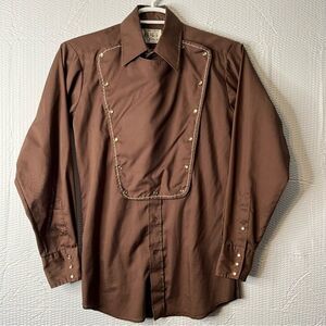 Vintage Panhandle Slim Made In USA Western shirt With Pearl Snap Bib Size 15